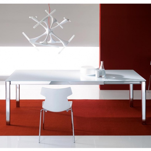 Glass Dining Tables on Andy Extending White Glass Dining Table   Modern Dining Room Furniture