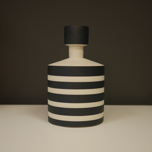 Black and White Striped Ceramic Object, H20cm