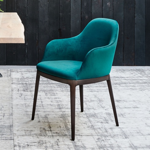 Form Italian Dining Armchair Teal Blue, Leather Dining Chairs With Arms
