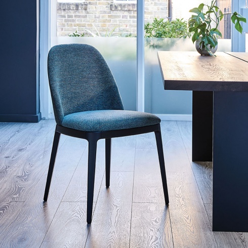 Form Blue Fabric Velvet Dining Chair, Modern Wood Dining Chairs Uk