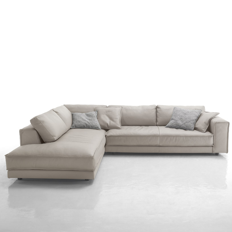 Minerale Italian Grey Leather Corner Sofa, Contemporary Italian Leather Corner Sofas