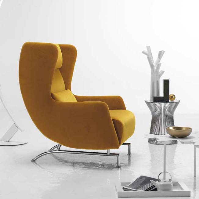 Bonobo Modern Yellow Italian Wing Back, Contemporary Arm Chair
