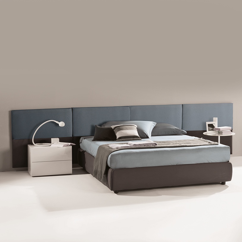 Dune Panel Bed With Upholstered Headboard, High Headboard Bed With Storage