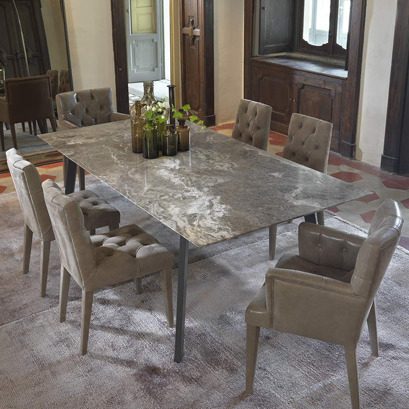 Pebble Marble Dining Table & Metal Frame