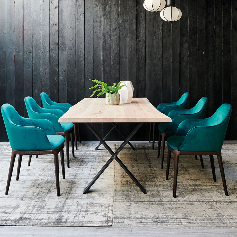Pixel Oak Metal Dining Table, Solid Oak Dining Room Chairs Uk