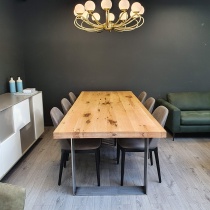 Ex-Display: Modena Distressed Solid Oak & Raw Iron Dining Table