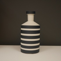 Black and White Striped Ceramic Object, H24cm